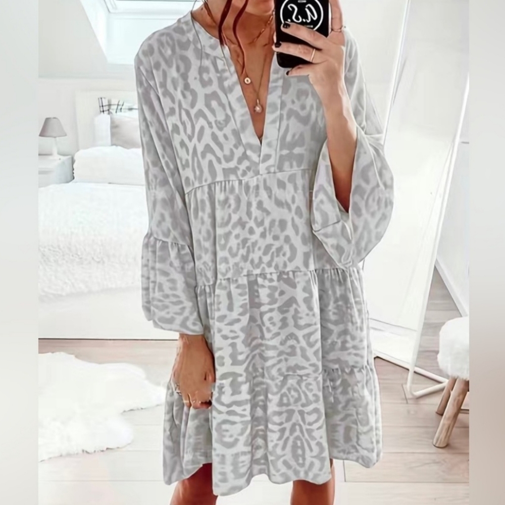 Gray Leopard Dress Size Large.
